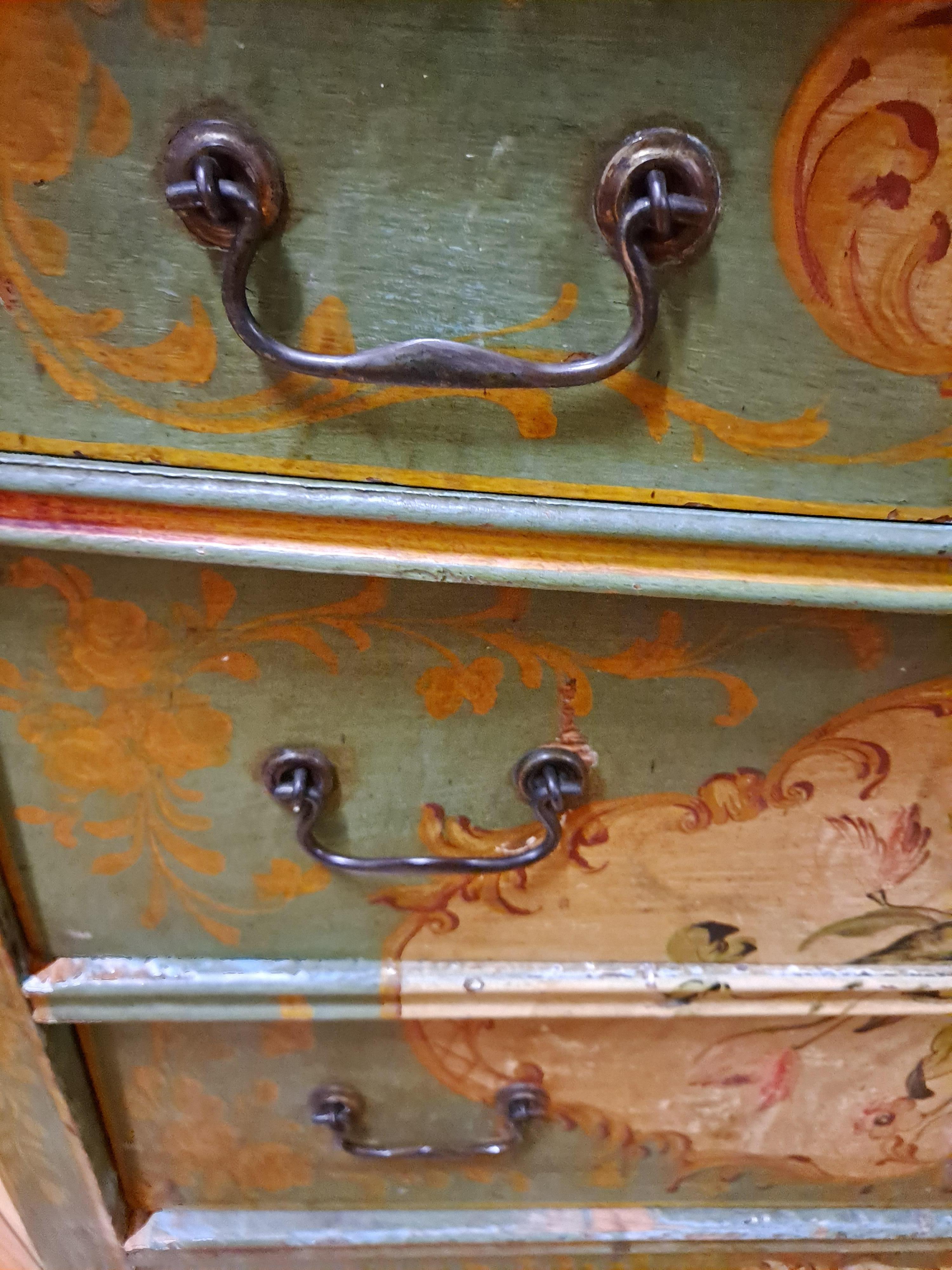 Early 20th C. Italian Rococo Style Handpainted 3-Drawer Commode For Sale 4