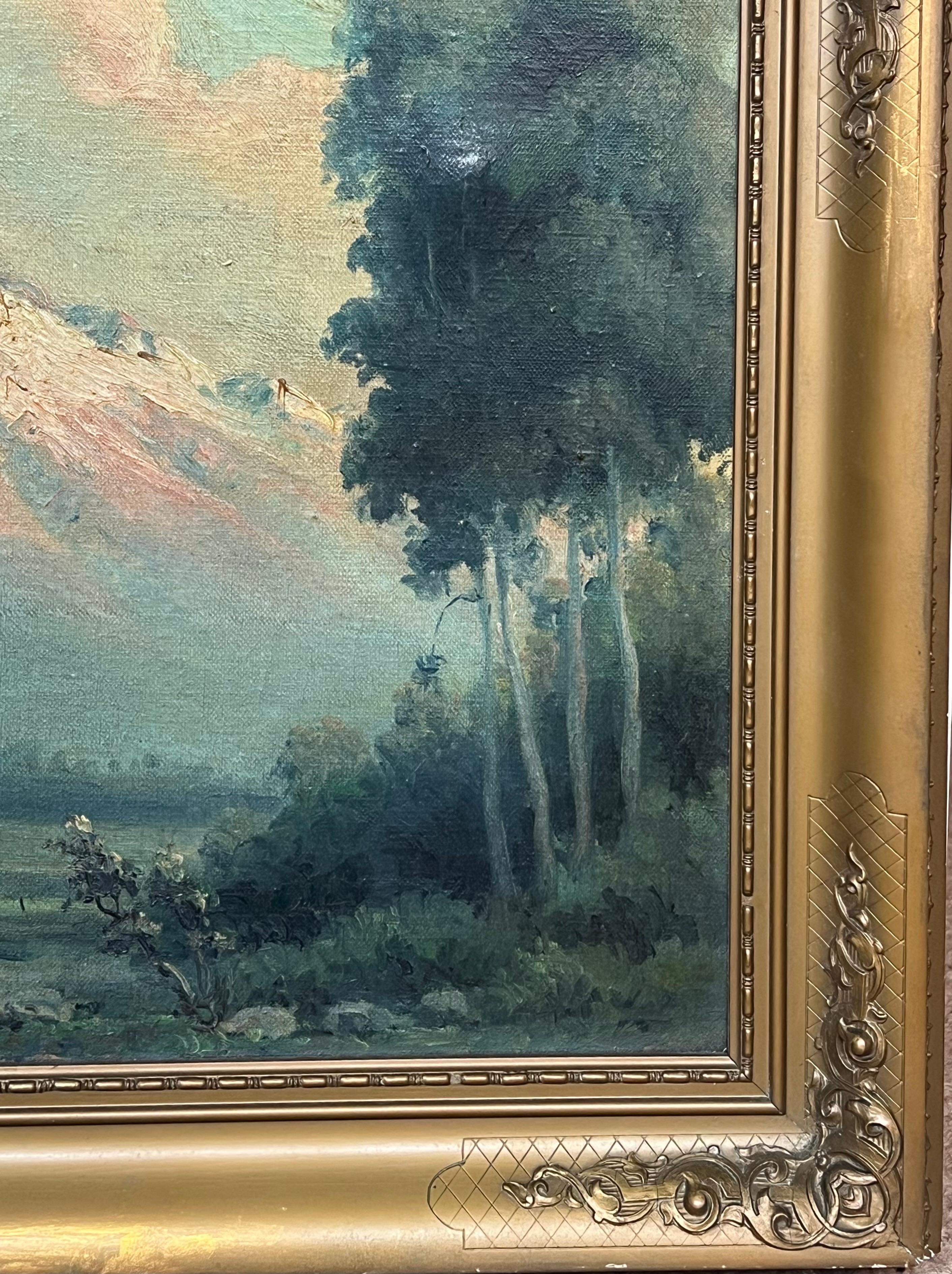 The Italian Alps Antique Italian Signed Oil Painting on Canvas Landscape View 3