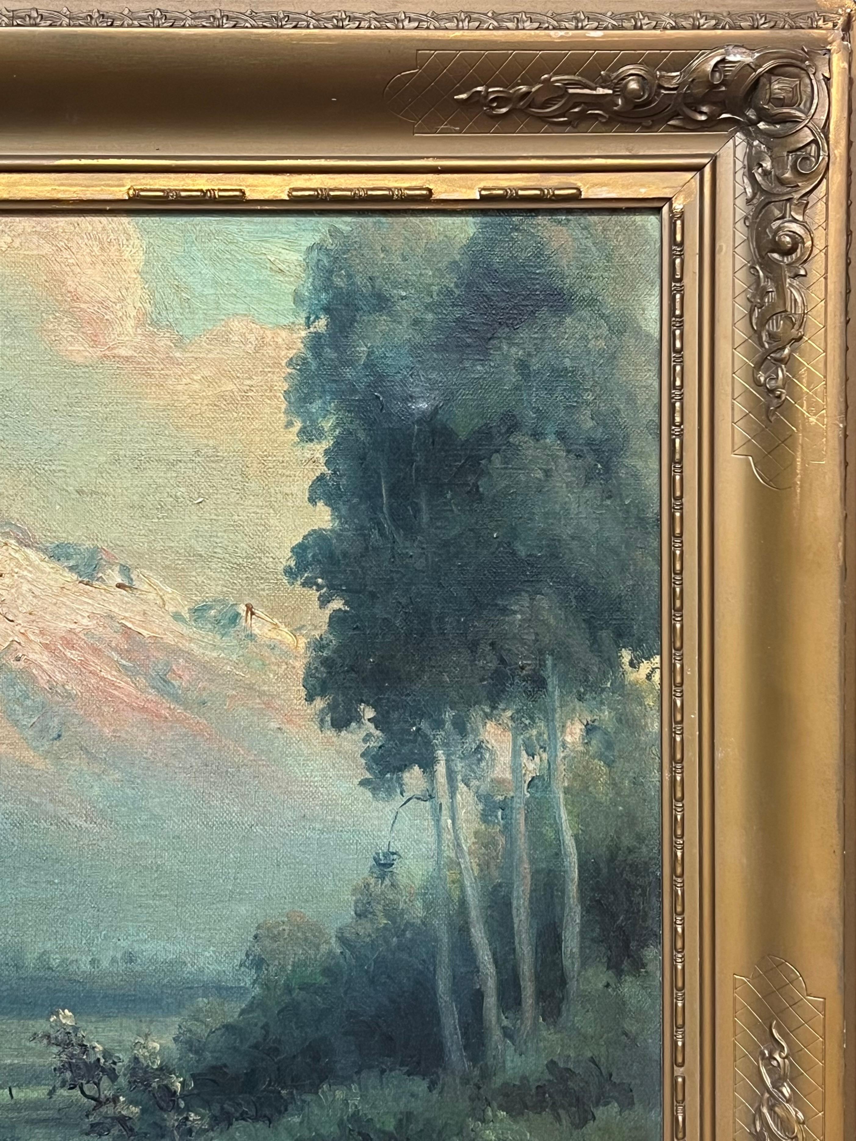 The Italian Alps Antique Italian Signed Oil Painting on Canvas Landscape View 4