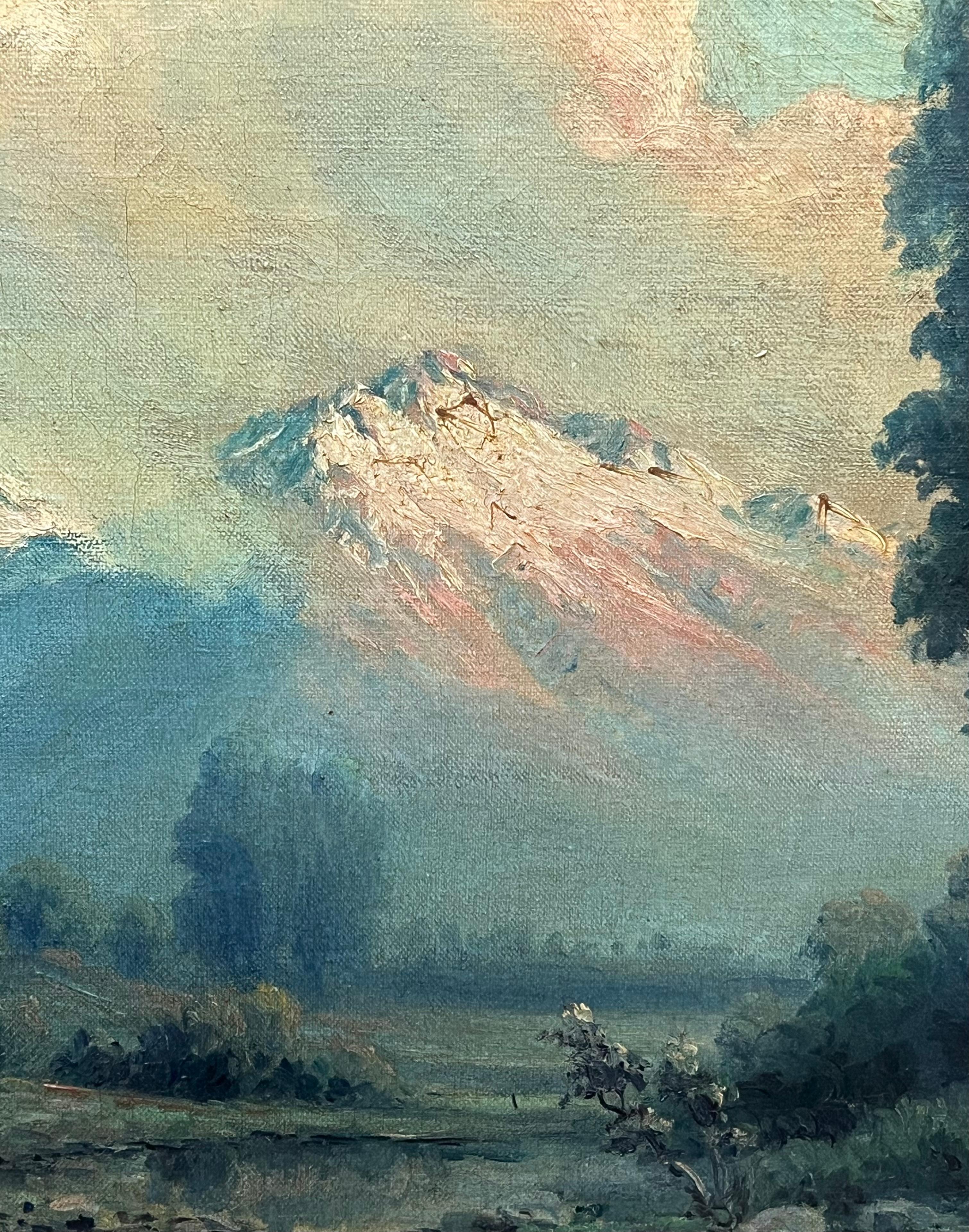 The Italian Alps Antique Italian Signed Oil Painting on Canvas Landscape View 5