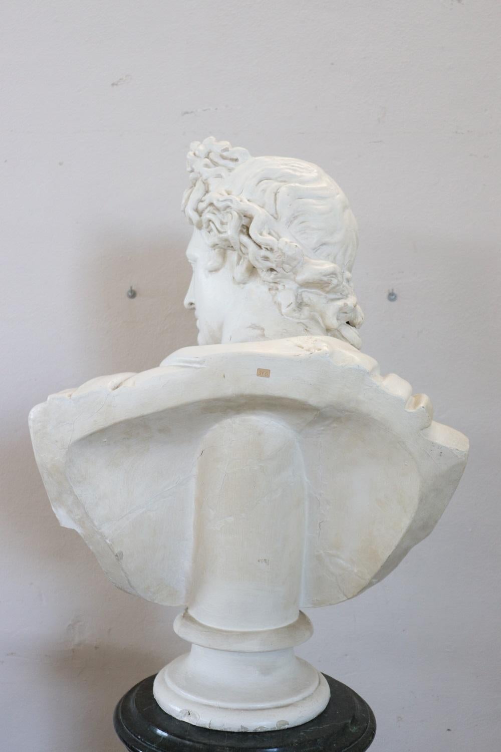 Early 20th Century Italian Sculpture Bust of Apollo in Plaster For Sale 8