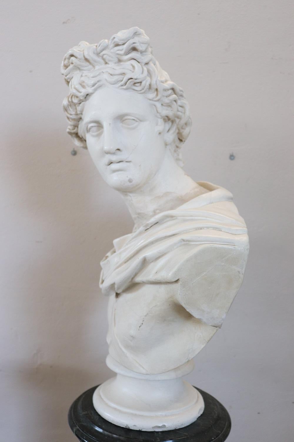 Early 20th Century Italian Sculpture Bust of Apollo in Plaster For Sale 10
