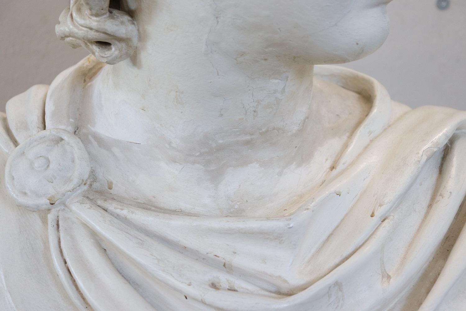 Carved Early 20th Century Italian Sculpture Bust of Apollo in Plaster For Sale
