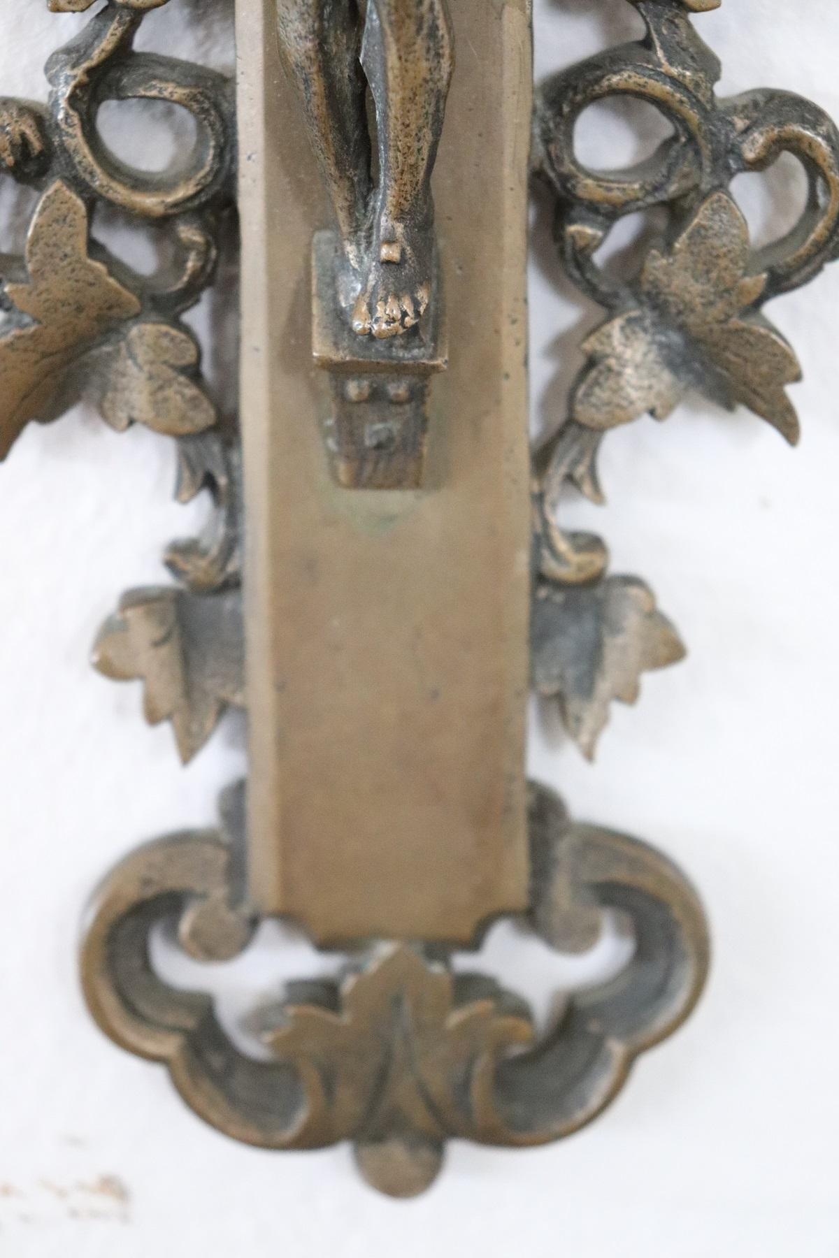 Early 20th Century Italian Sculpture Jesus Christ on the Cross, Bronze Crucifix 2