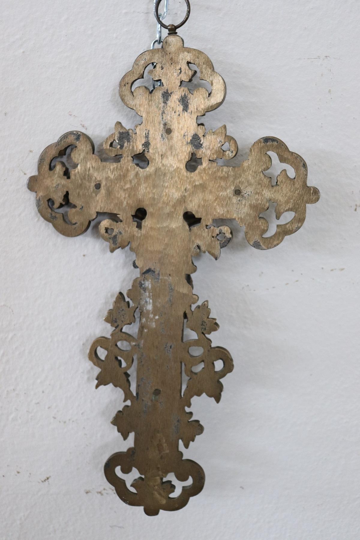 Early 20th Century Italian Sculpture Jesus Christ on the Cross, Bronze Crucifix 3