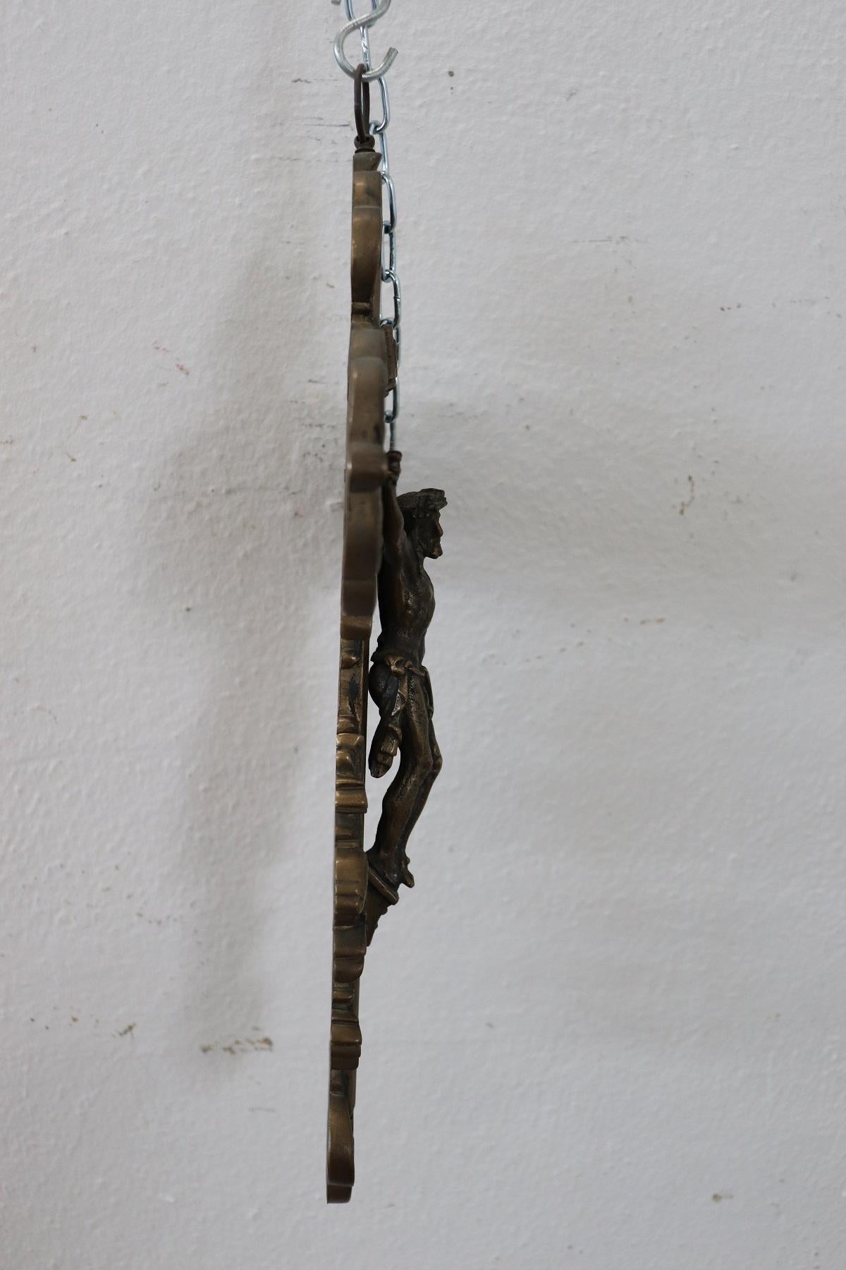 Early 20th Century Italian Sculpture Jesus Christ on the Cross, Bronze Crucifix 4
