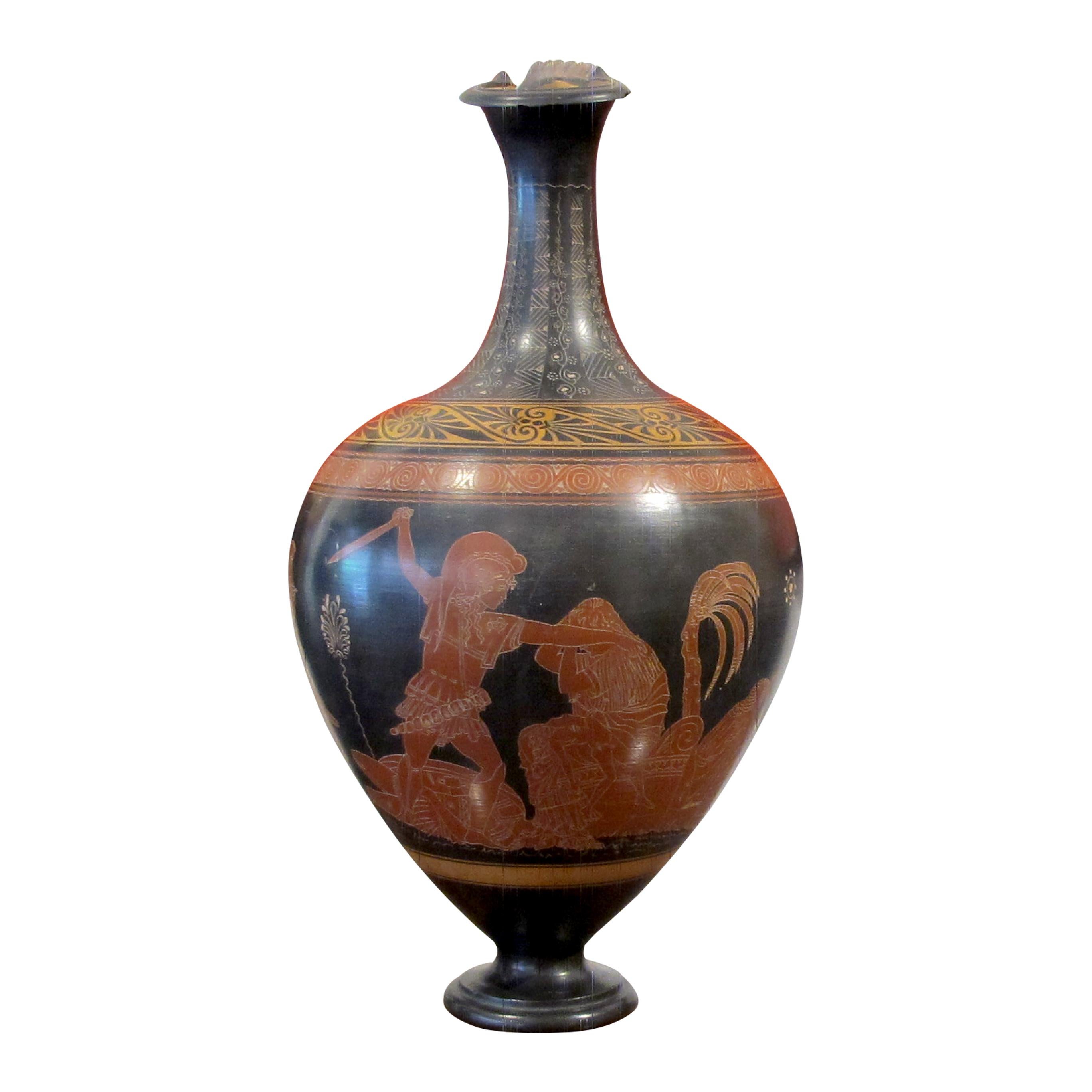 Classical Greek Early 20th Century Italian Set Of Three Decorative Etruscan Style Lekythos Vases For Sale