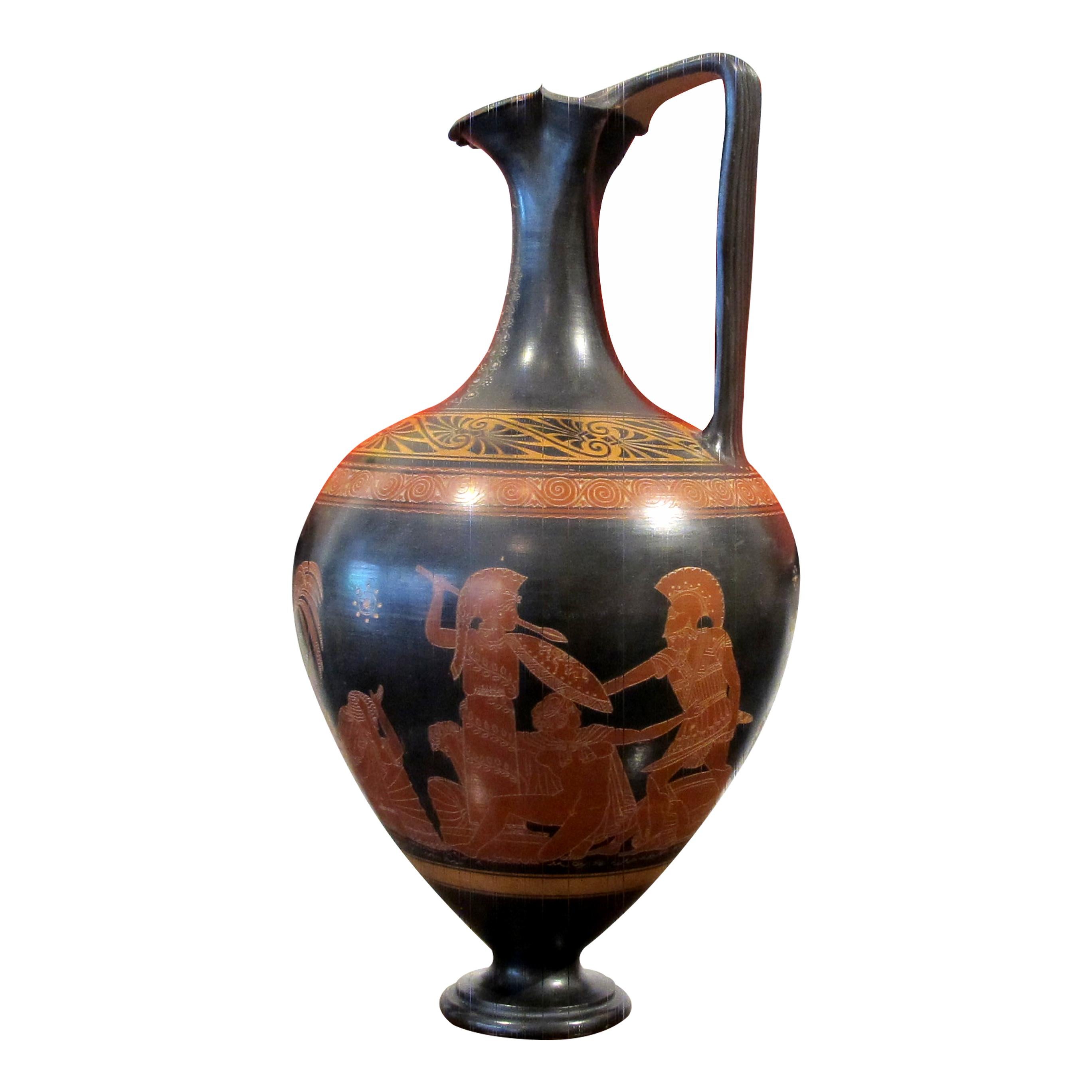 Early 20th Century Italian Set Of Five Decorative Etruscan Style Lekythos Vases In Good Condition For Sale In London, GB