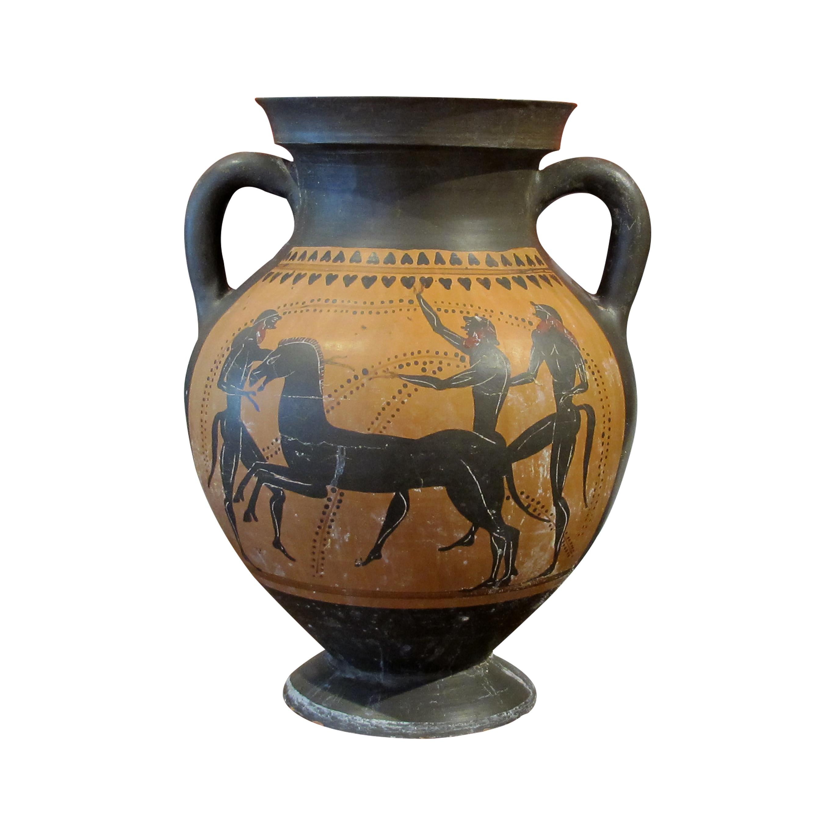 Céramique Ensemble italien du début du 20e siècle de cinq vases décoratifs Lekythos de style étrusque en vente