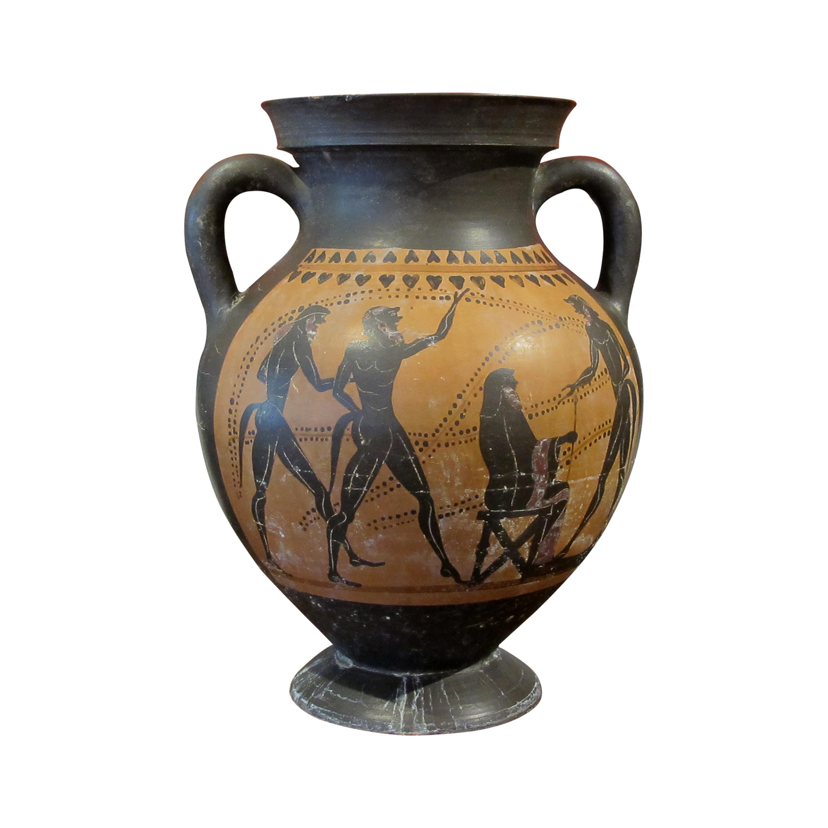 Early 20th Century Italian Set Of Five Decorative Etruscan Style Lekythos Vases For Sale 3