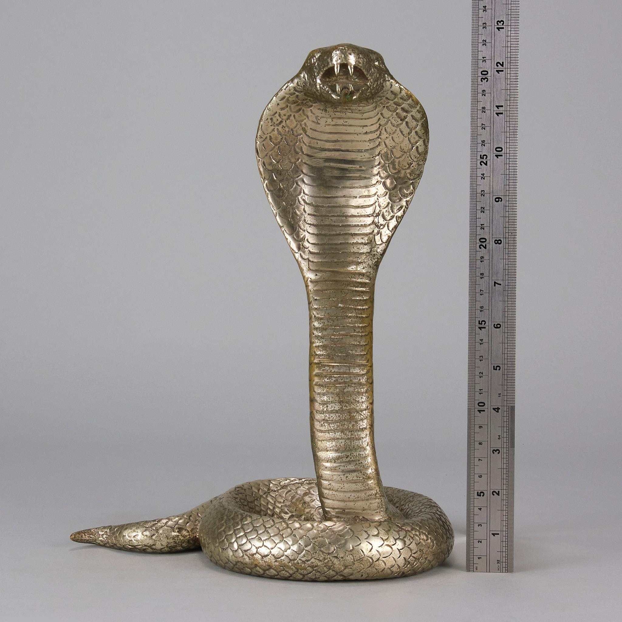 Italienische versilberte Bronze des frühen 20. Jahrhunderts „Rearing Snake“ im Angebot 5