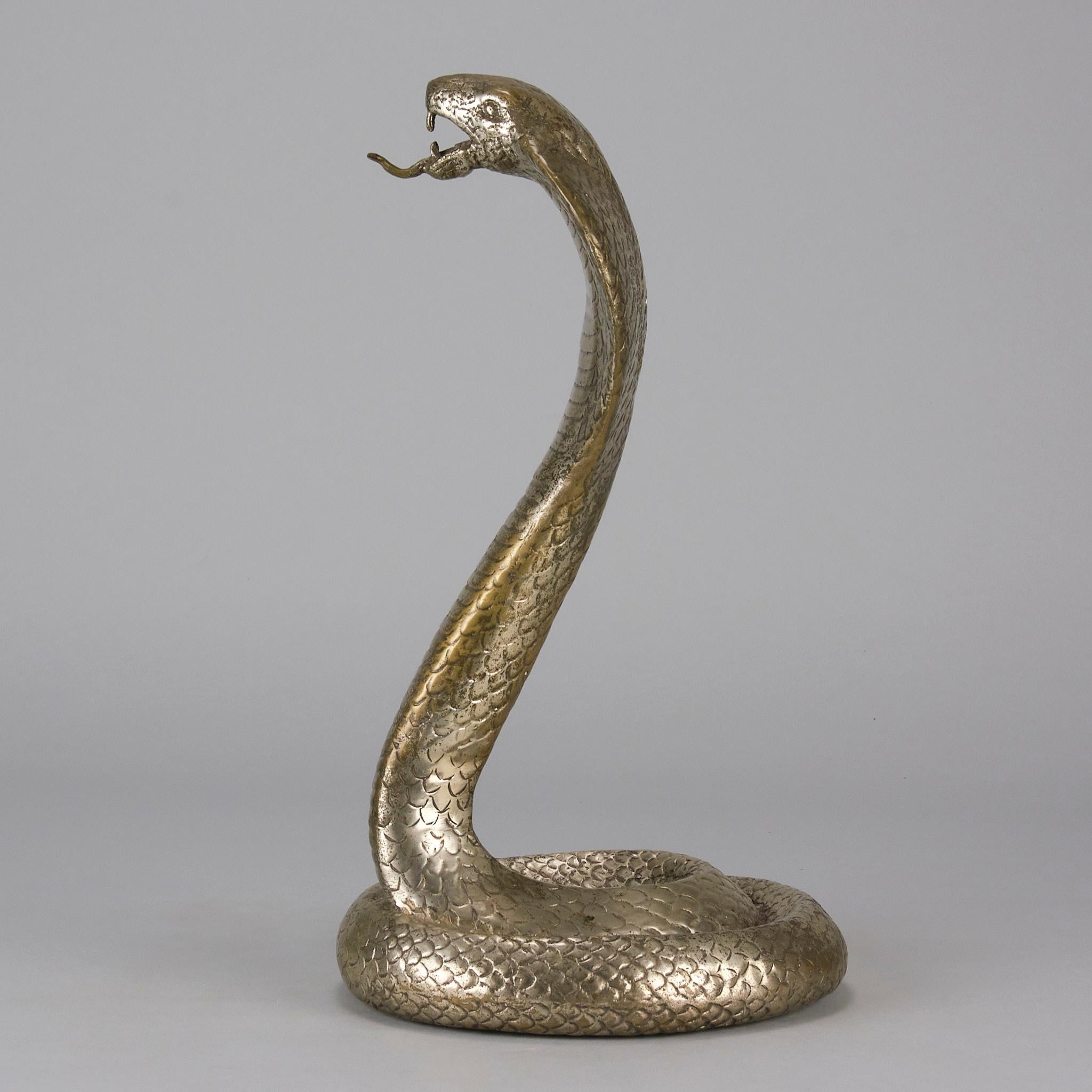 Italienische versilberte Bronze des frühen 20. Jahrhunderts „Rearing Snake“ im Angebot 3