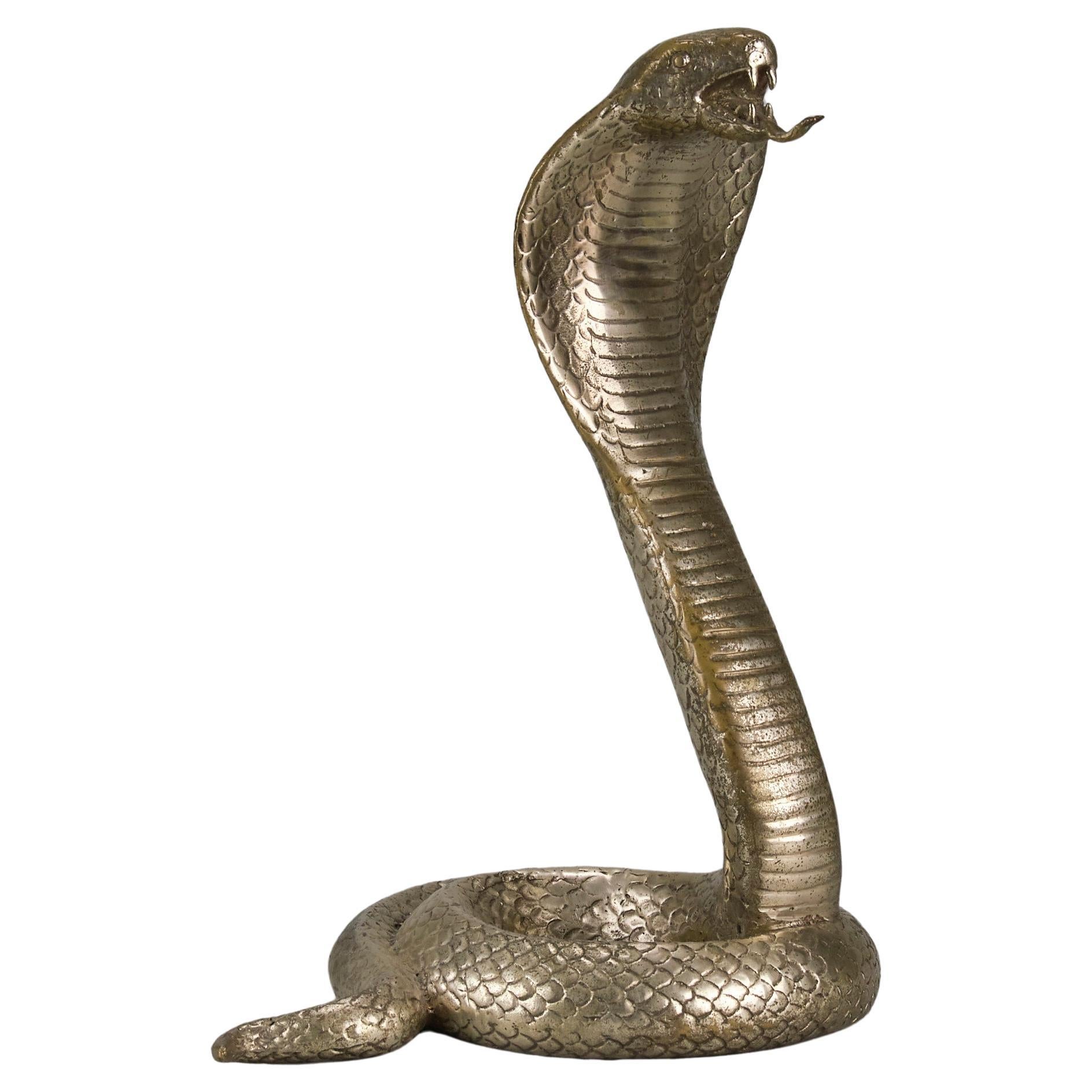 Early 20th Century Italian Silvered Bronze "Rearing Snake" For Sale
