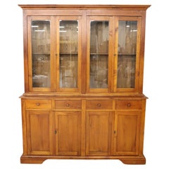 Vintage Early 20th Century Italian Solid Cherry Wood Large Bookcase or Sideboard