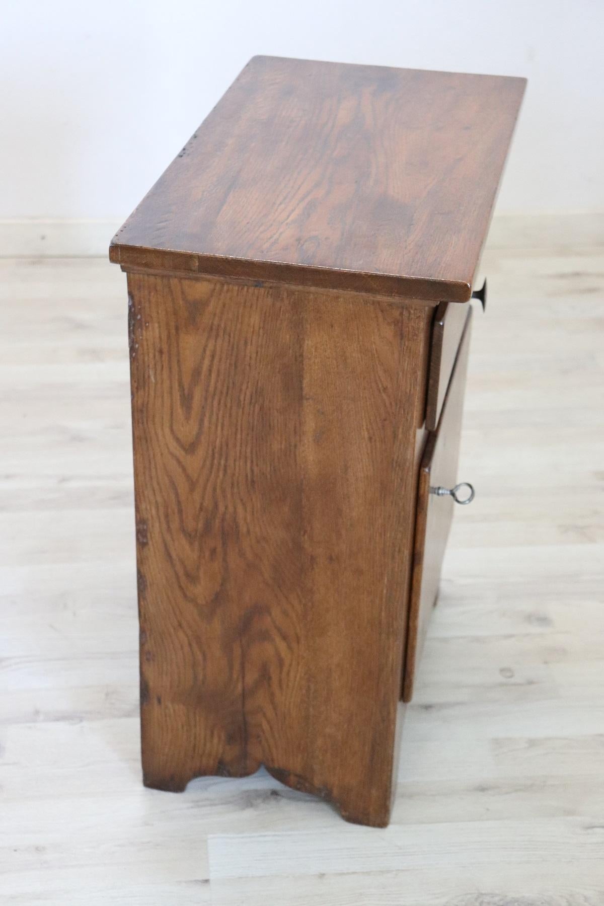 Early 20th Century Italian Solid Oak Wood Rustic Nightstand 1