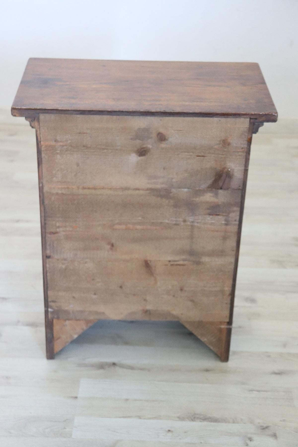 Early 20th Century Italian Solid Oak Wood Rustic Nightstand 2