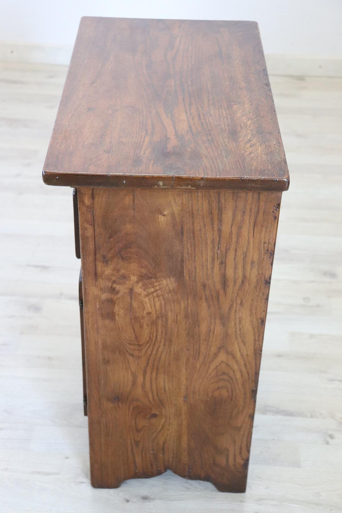 Early 20th Century Italian Solid Oak Wood Rustic Nightstand 3