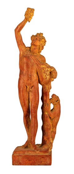 Escultura de Baco en terracota italiana de principios del siglo XX, obra de Dini e Cellai Signa