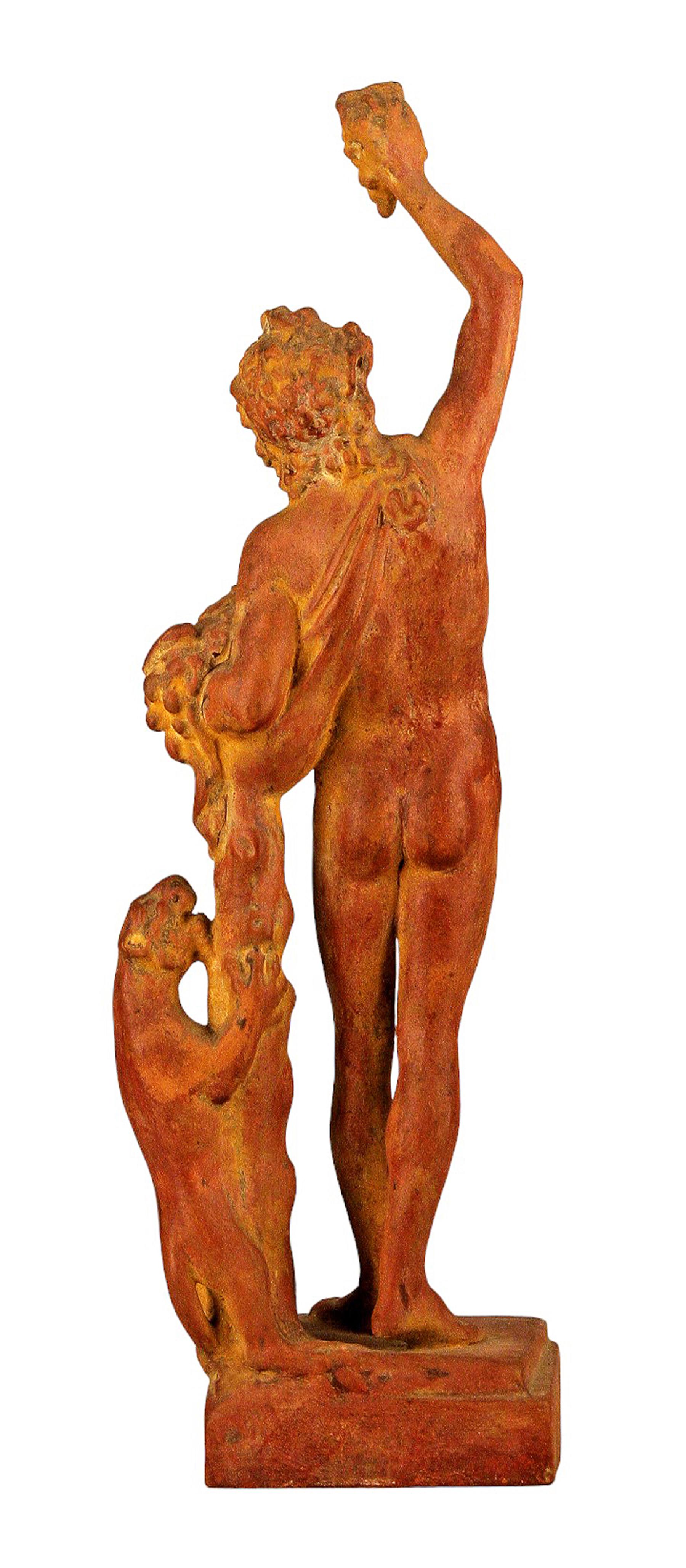 Carved Early 20th Century Italian Terracota Sculpture of Bacchus by Dini e Cellai Signa For Sale