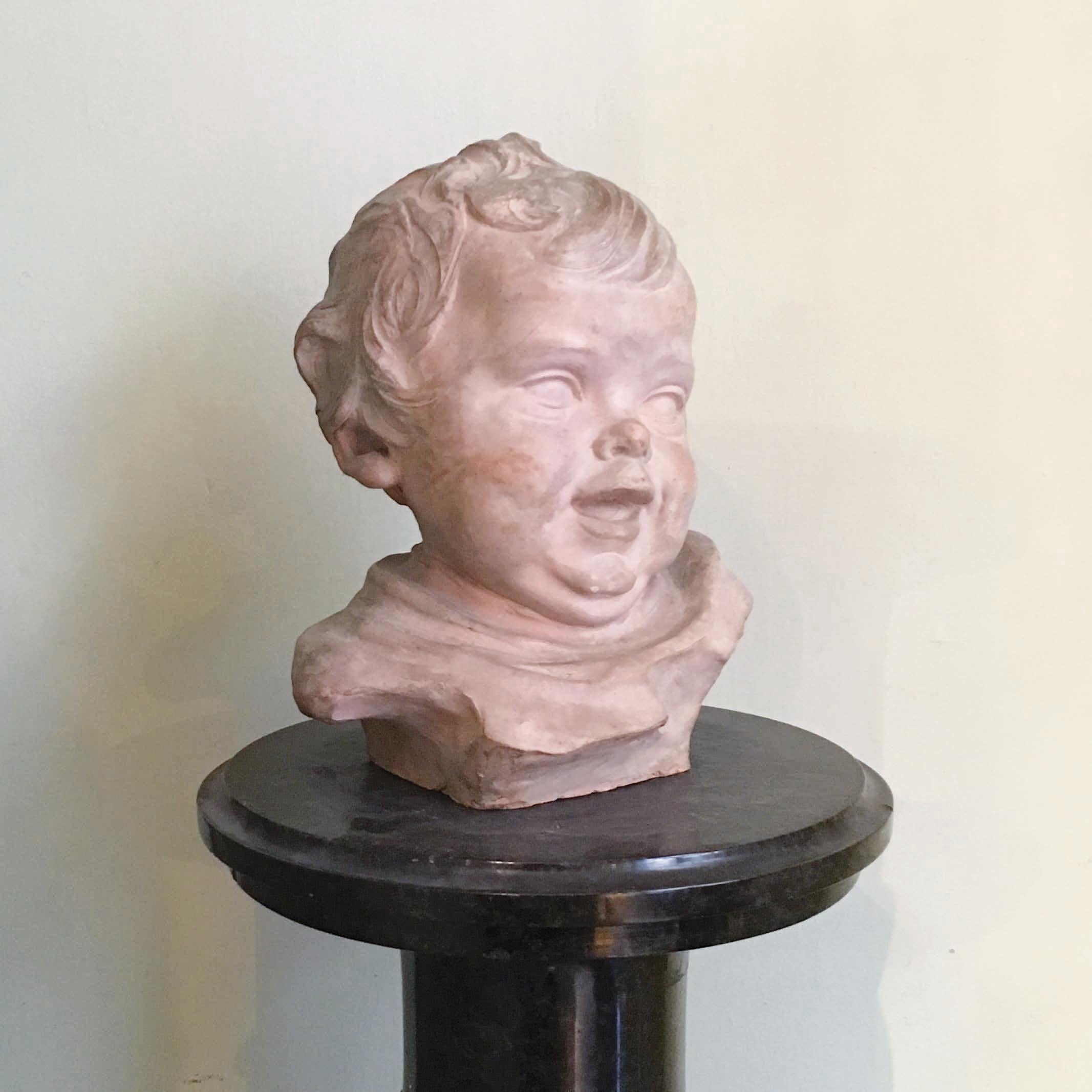 Early 20th Century Italian Terracotta Bust of a Child by Ferrante Zambini For Sale 8