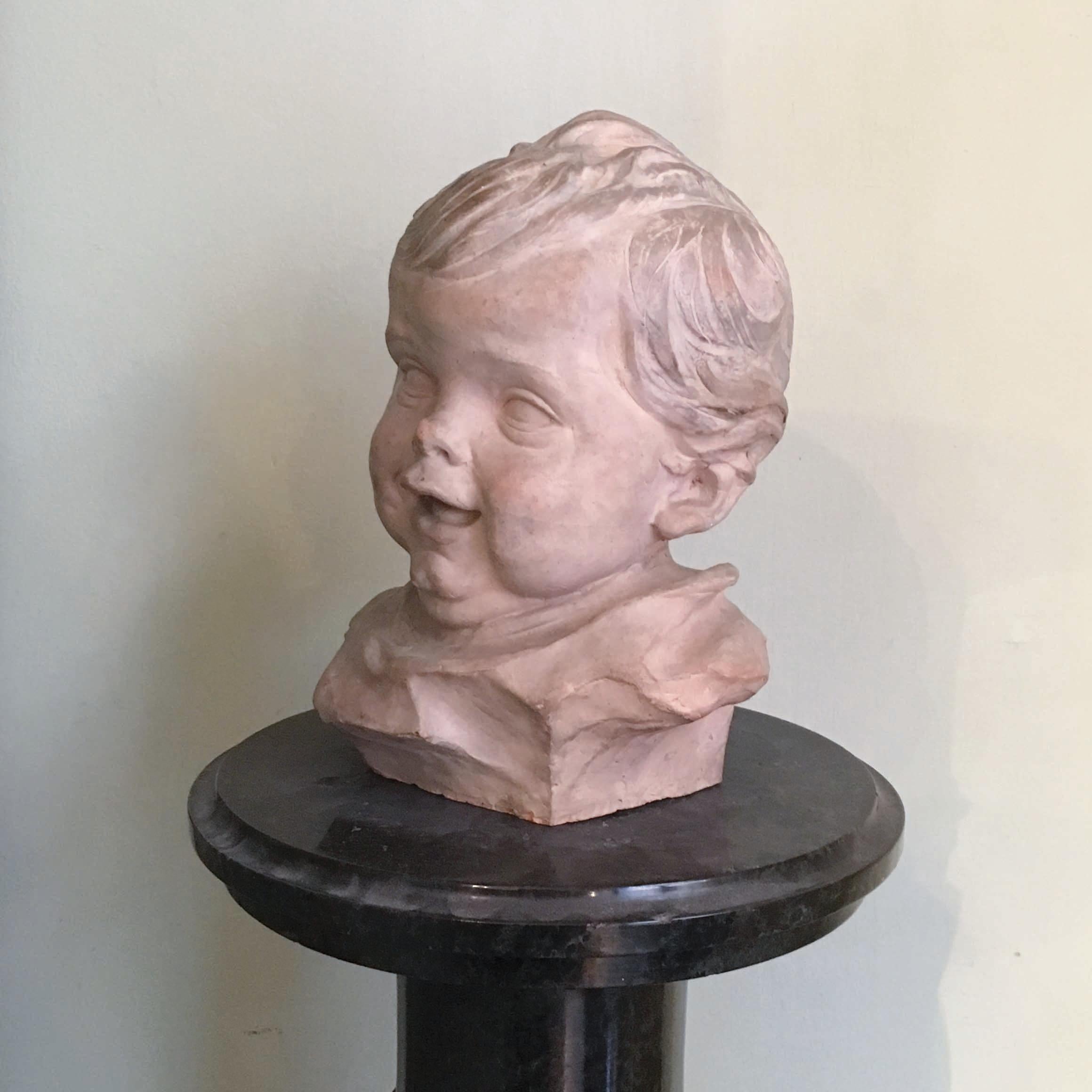 Early 20th Century Italian Terracotta Bust of a Child by Ferrante Zambini For Sale 1
