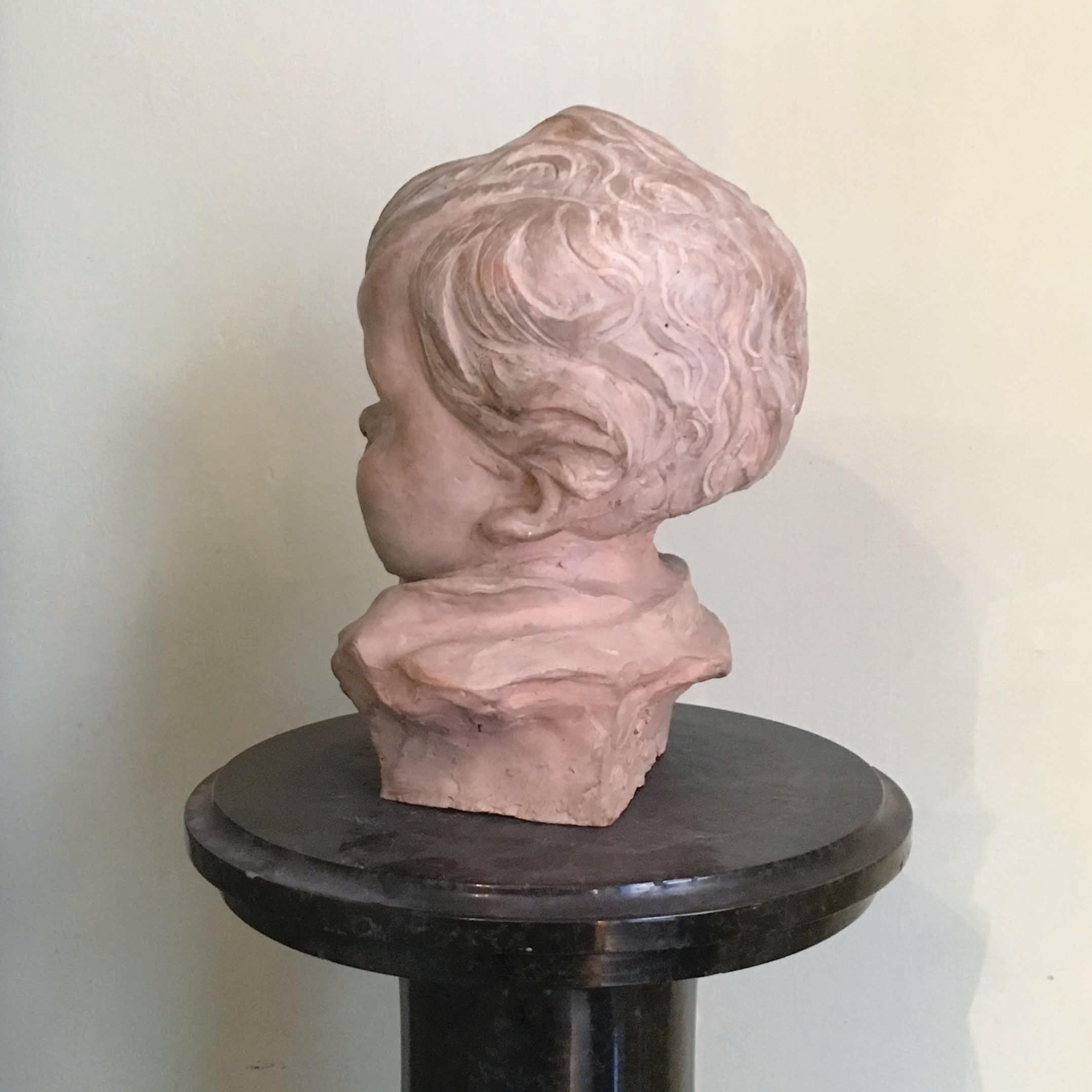 Early 20th Century Italian Terracotta Bust of a Child by Ferrante Zambini For Sale 2