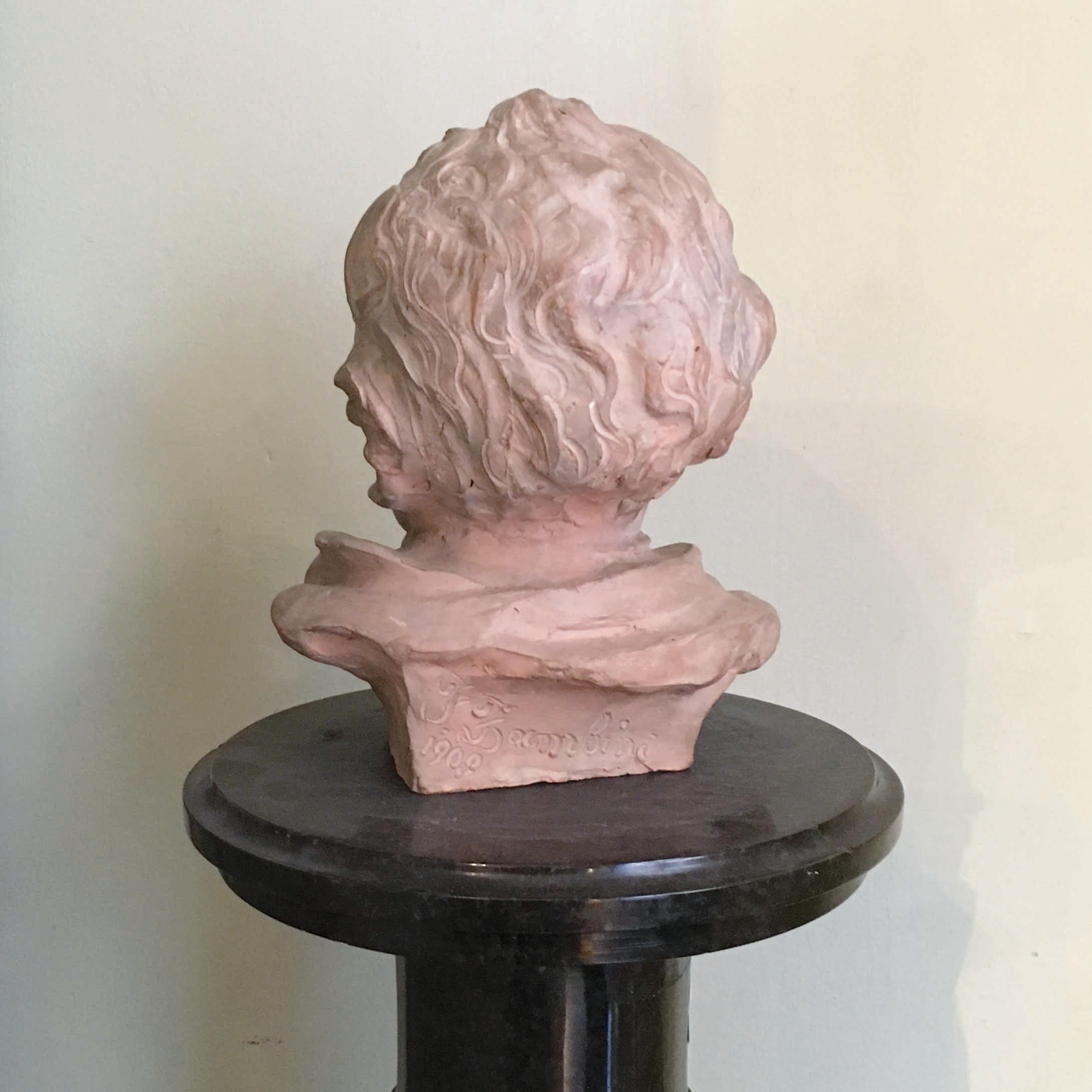 Early 20th Century Italian Terracotta Bust of a Child by Ferrante Zambini For Sale 3