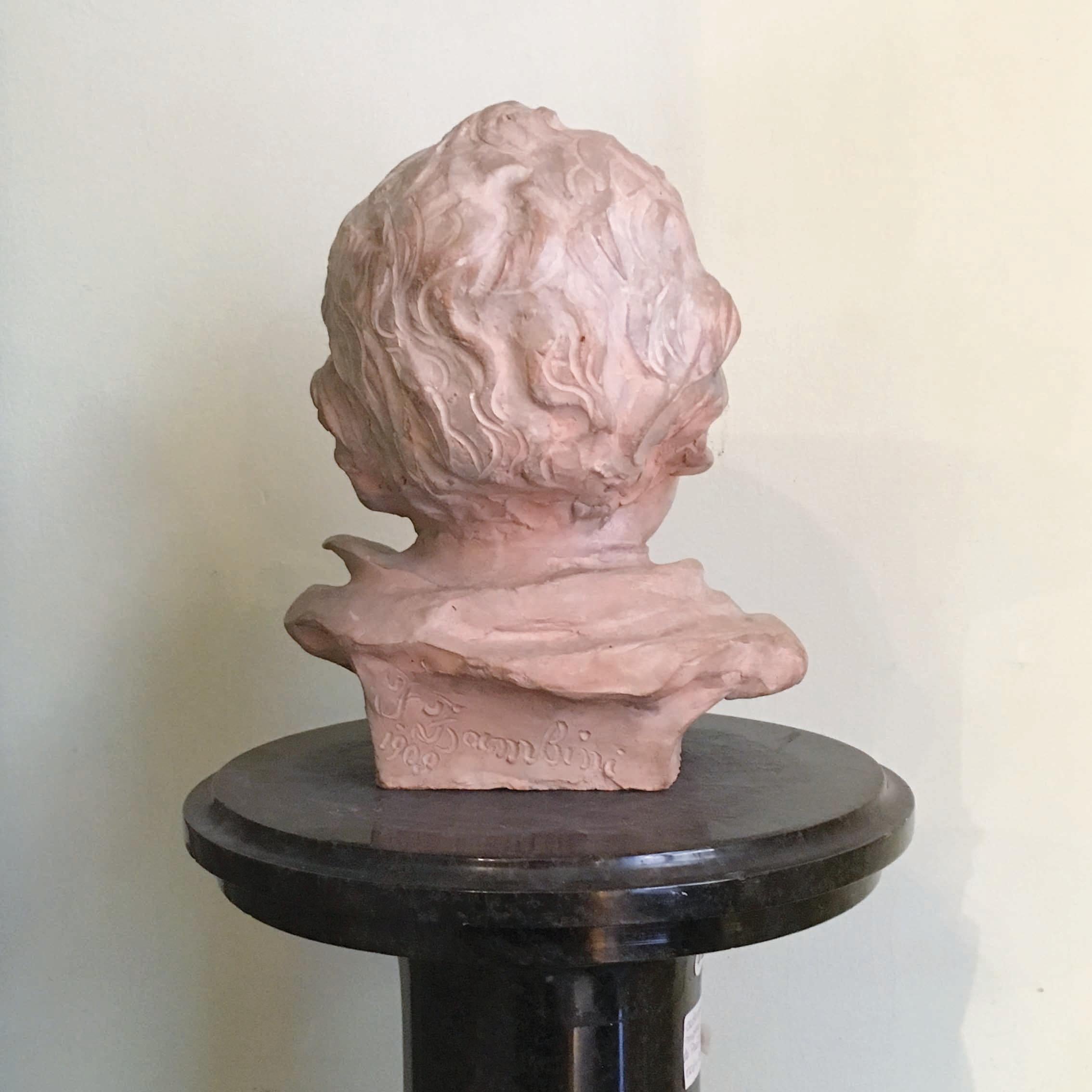 Early 20th Century Italian Terracotta Bust of a Child by Ferrante Zambini For Sale 4