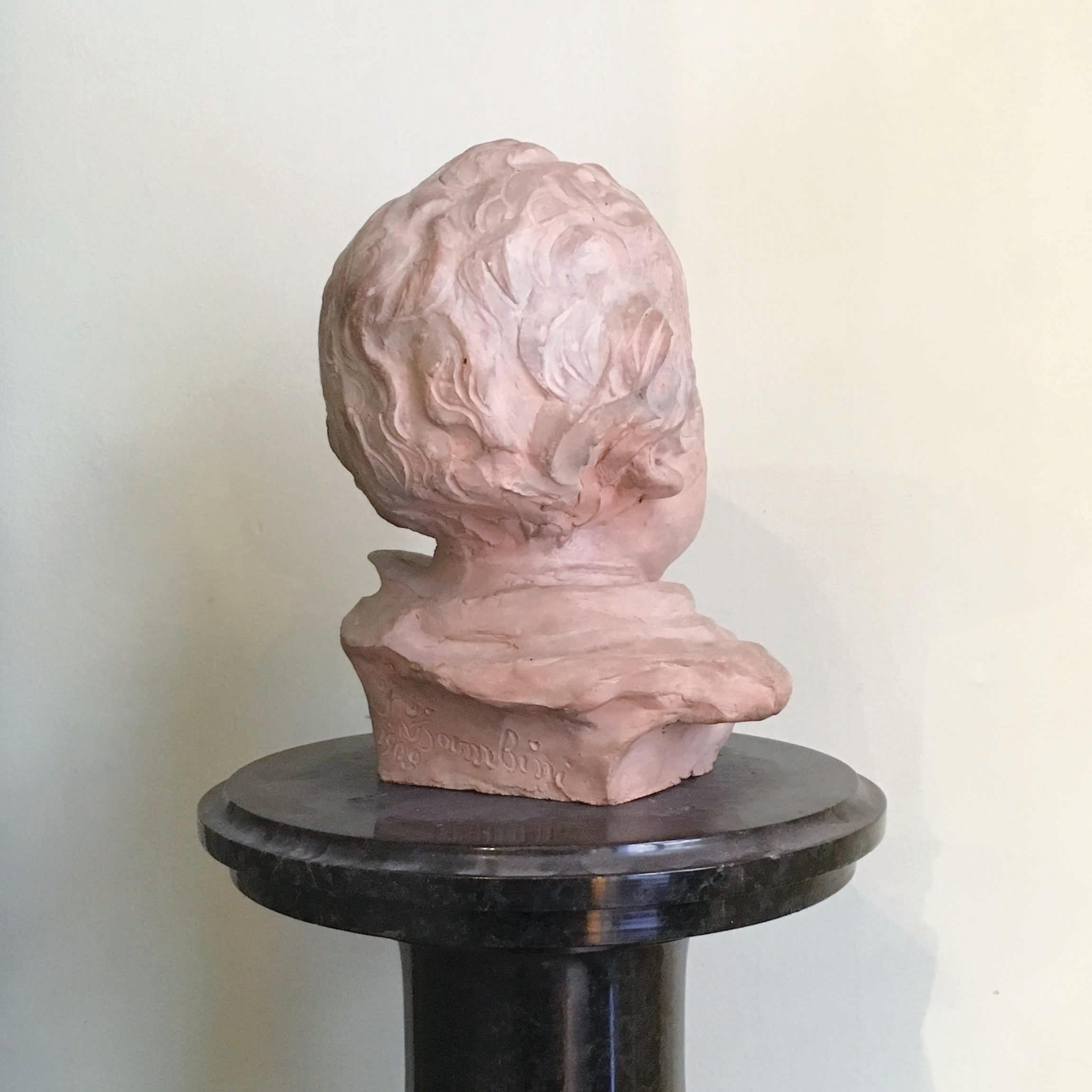 Early 20th Century Italian Terracotta Bust of a Child by Ferrante Zambini For Sale 6