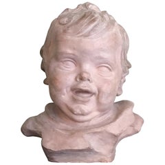 Busto di bambino in terracotta di Ferrante Zambini dei primi del Novecento