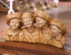 Early 20th Century Italian Terracotta Sculpture of Four Boys by S. Melani