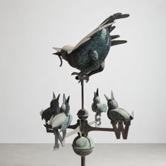 Early 20th Century Italian Three-Dimensional Copper Weather Vane Birds