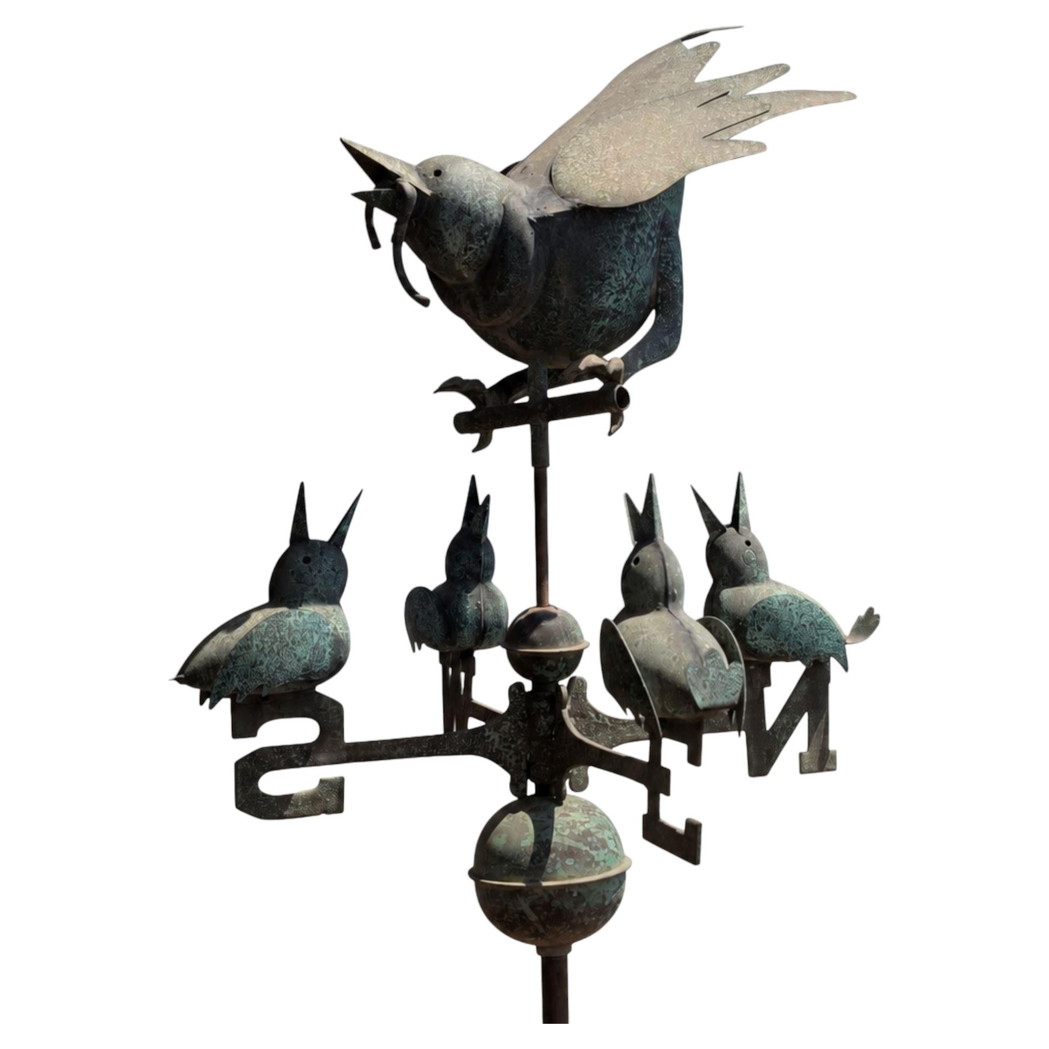 Early 20th Century Italian Three-Dimensional Copper Weather Vane Birds