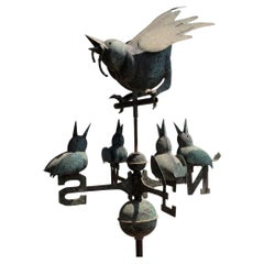 Early 20th Century Italian Three-Dimensional Copper Weather Vane Birds