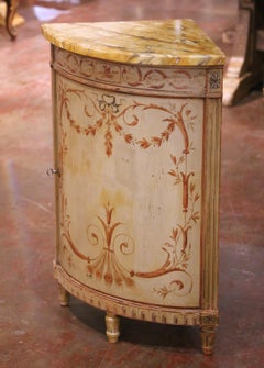 Early 20th Century Italian Venetian Painted Corner Cabinet with Marble Top