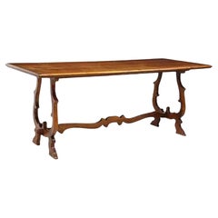 Early 20th Century Italian Walnut Trestle Table