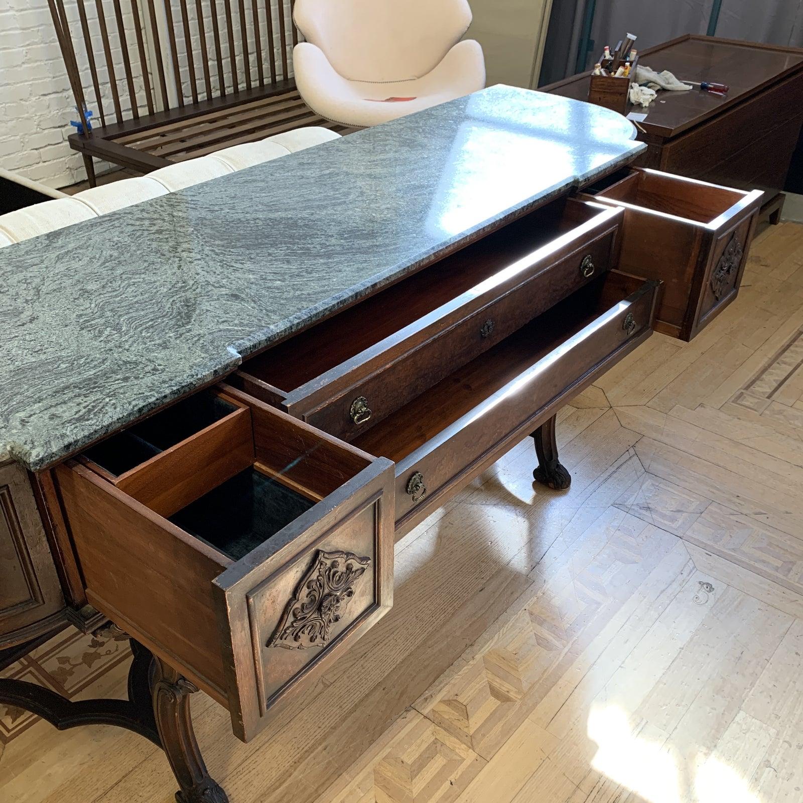 Early 20th Century Italian Wood and Marble Sideboard For Sale 5