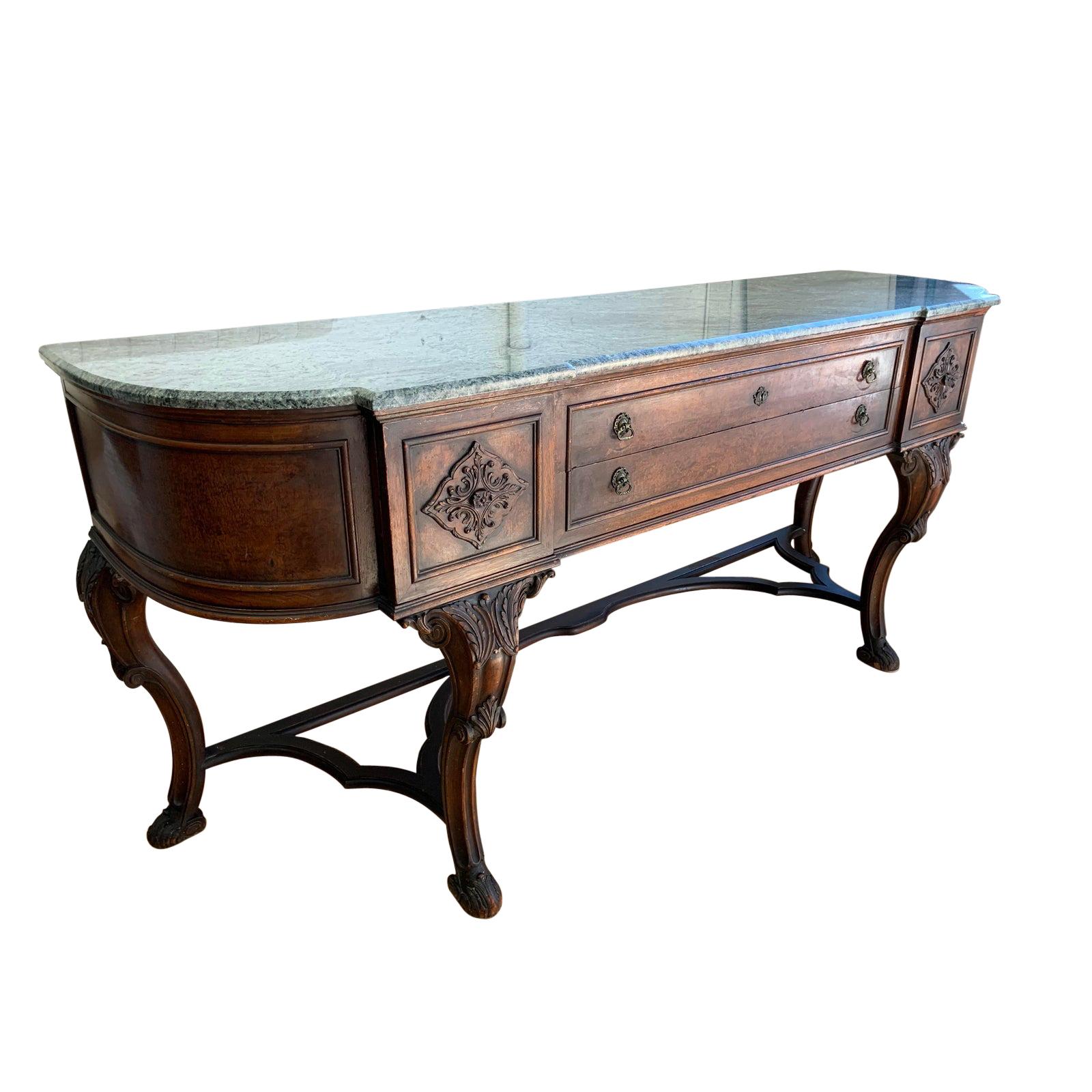 Early 20th Century Italian Wood and Marble Sideboard For Sale