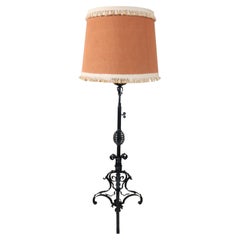 Early 20th Century Italian Wrought Iron Floor Lamp, Height Adjustable