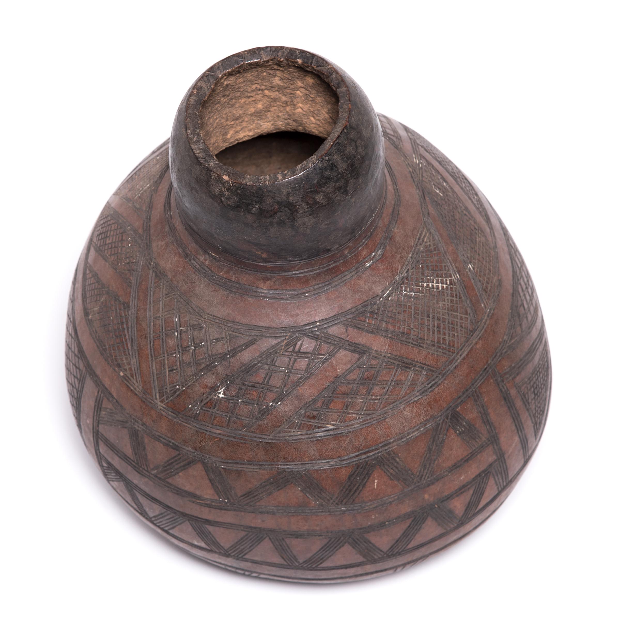 Other Early 20th Century Ivorian Nupe Incised Gourd Drinking Vessel