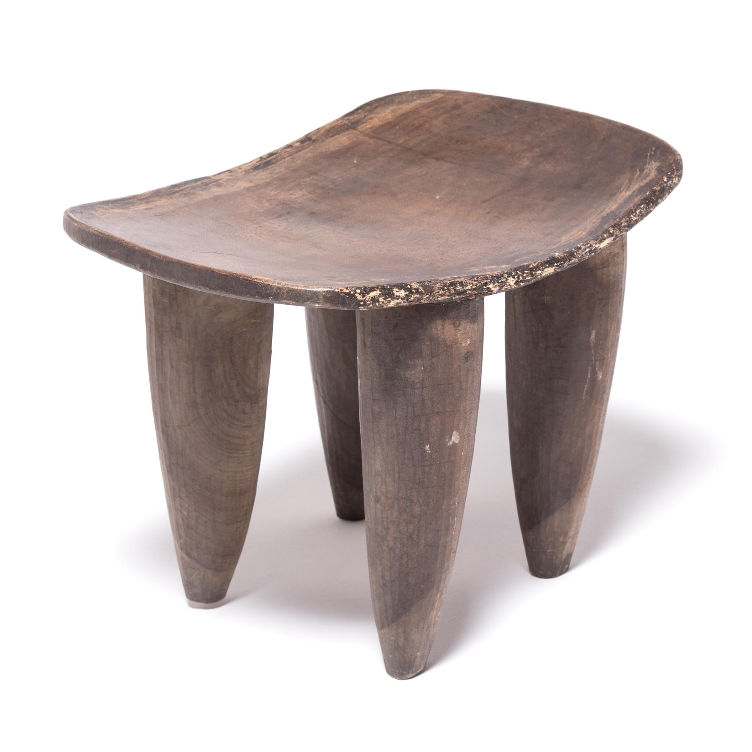 Hand-Carved Early 20th Century Ivorian Senufo Elevated Stool