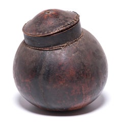 Early 20th Century Ivorian Senufo Lidded Gourd Vessel