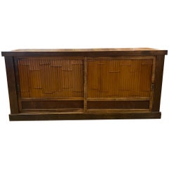 Early 20th Century Japanese Bamboo Cabinet With Sliding Doors