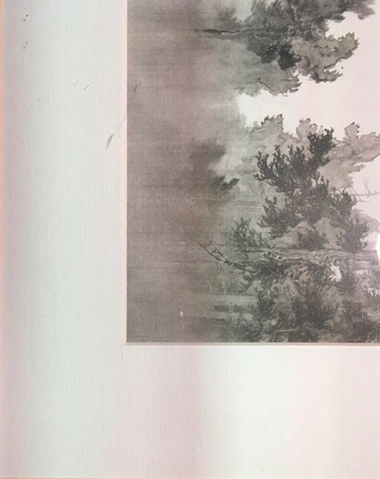 Japanischer Schwarz-Weiß-Papierdruck eines antiken Raumteilers aus dem frühen 20. Jahrhundert im Angebot 4