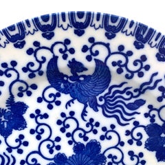 Piatto giapponese in bianco e blu dei primi del Novecento