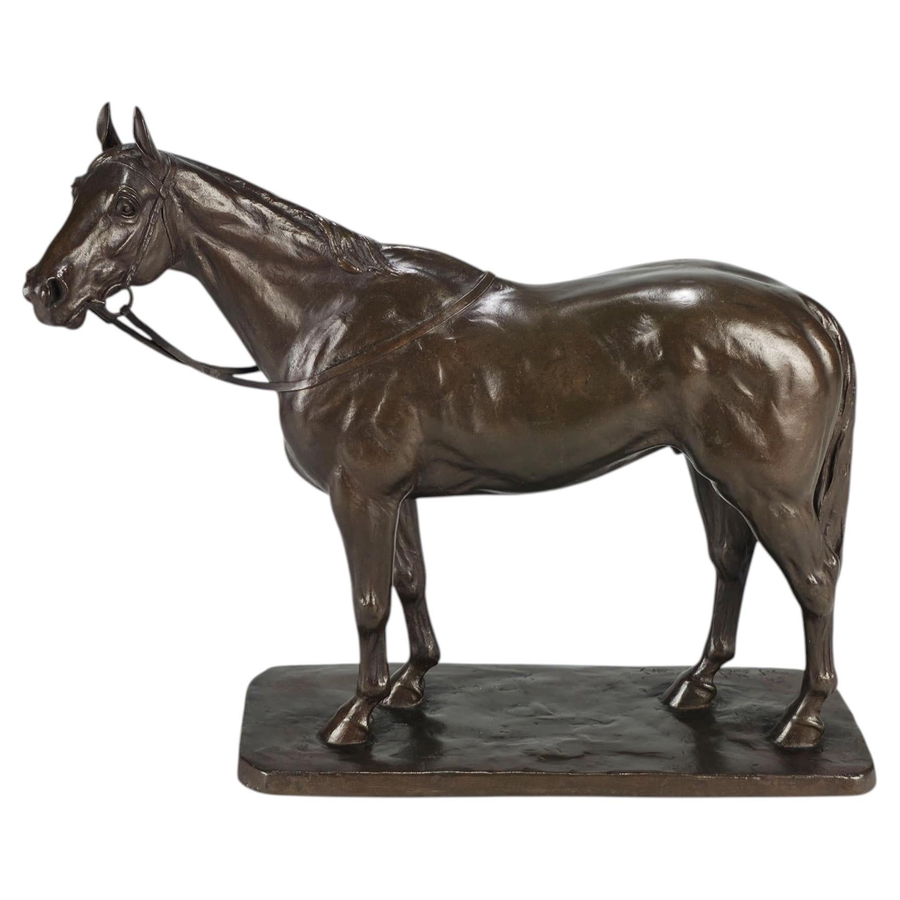 Japanische Bronzeskulptur „Stehendes Pferd“ von Kunio Itô aus dem frühen 20. Jahrhundert