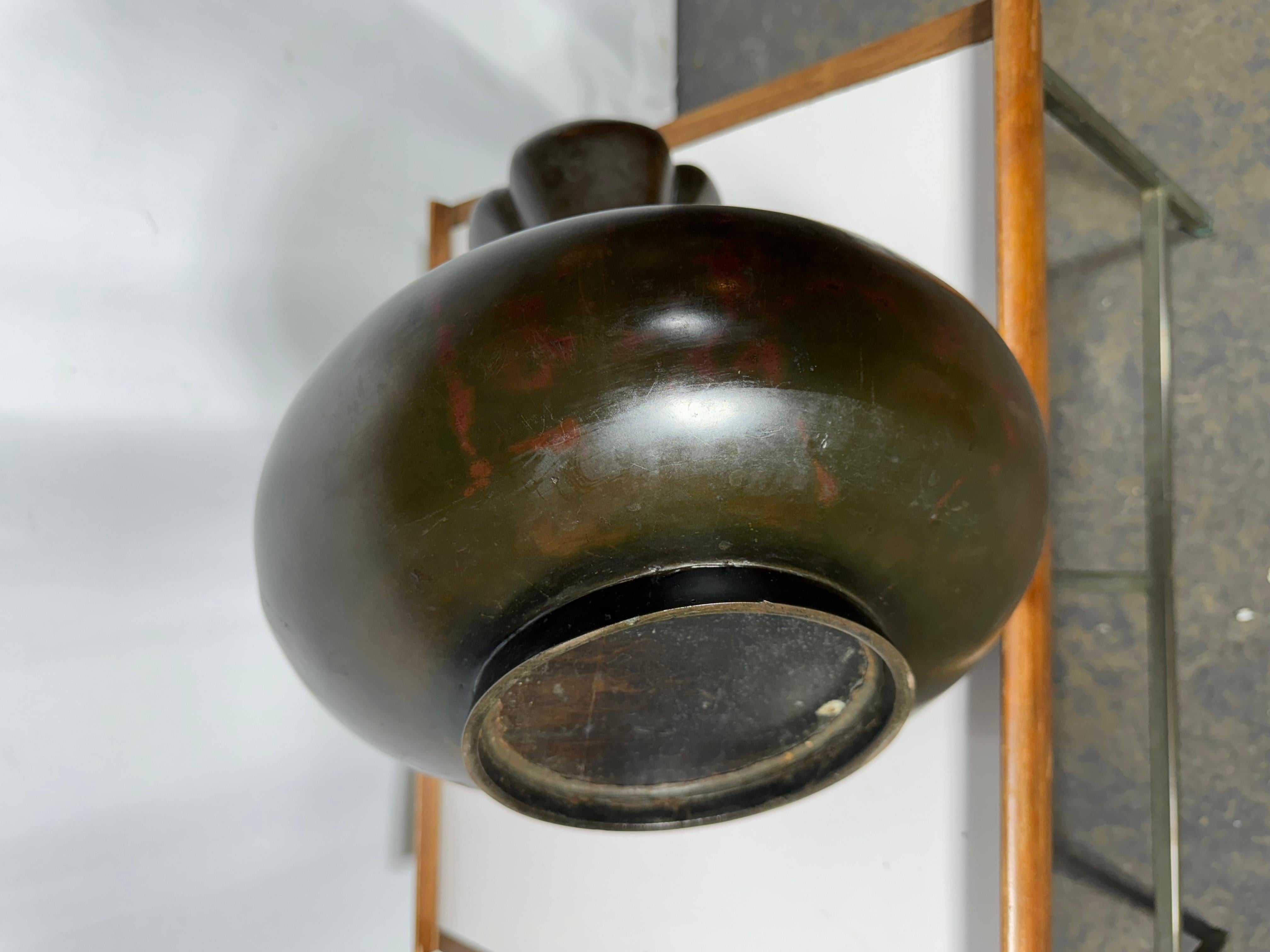 Art Nouveau Early 20th Century Japanese Bronze Vase/ Vessel, Tiffany style form and patina