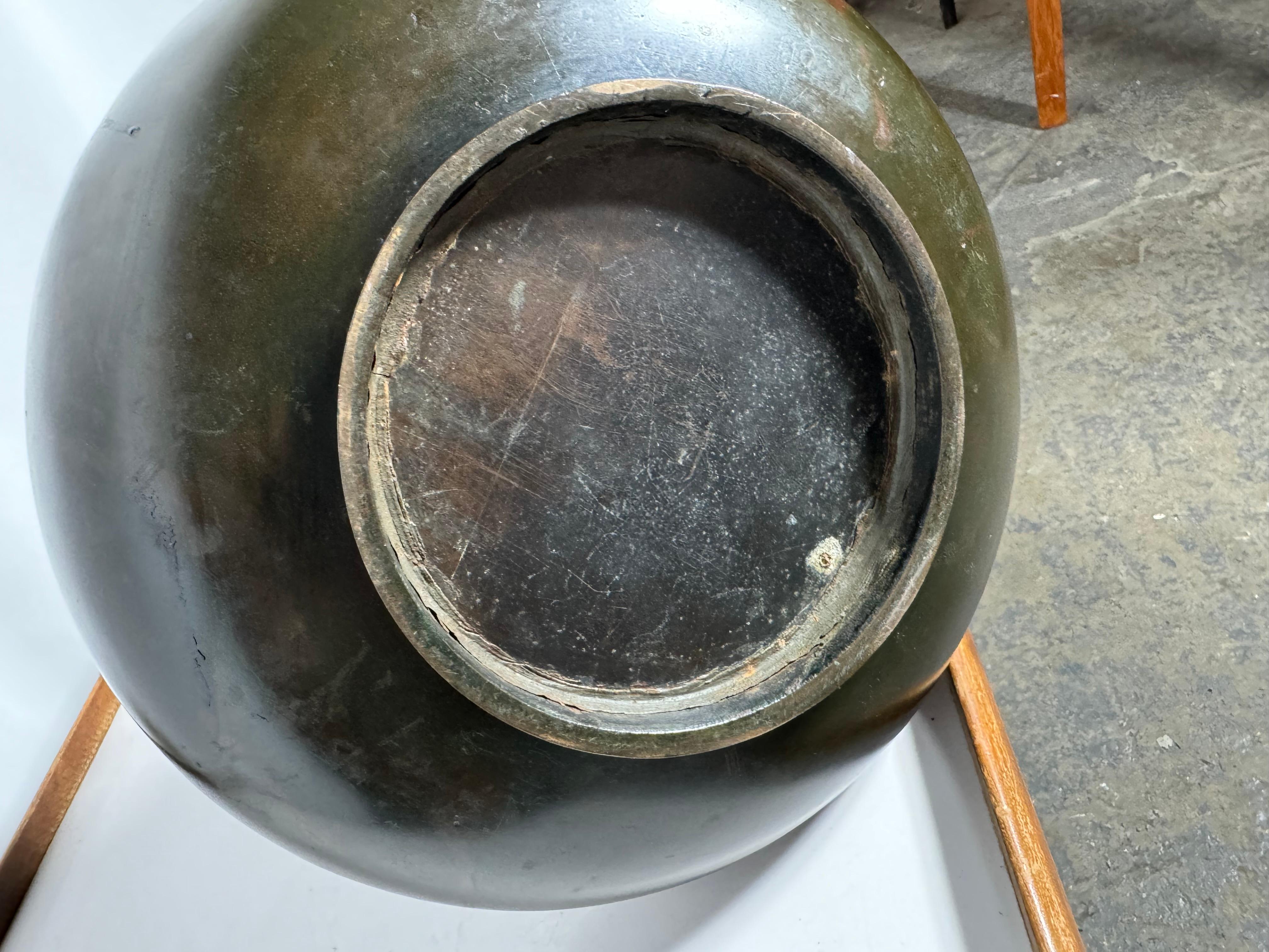 Early 20th Century Japanese Bronze Vase/ Vessel, Tiffany style form and patina 4