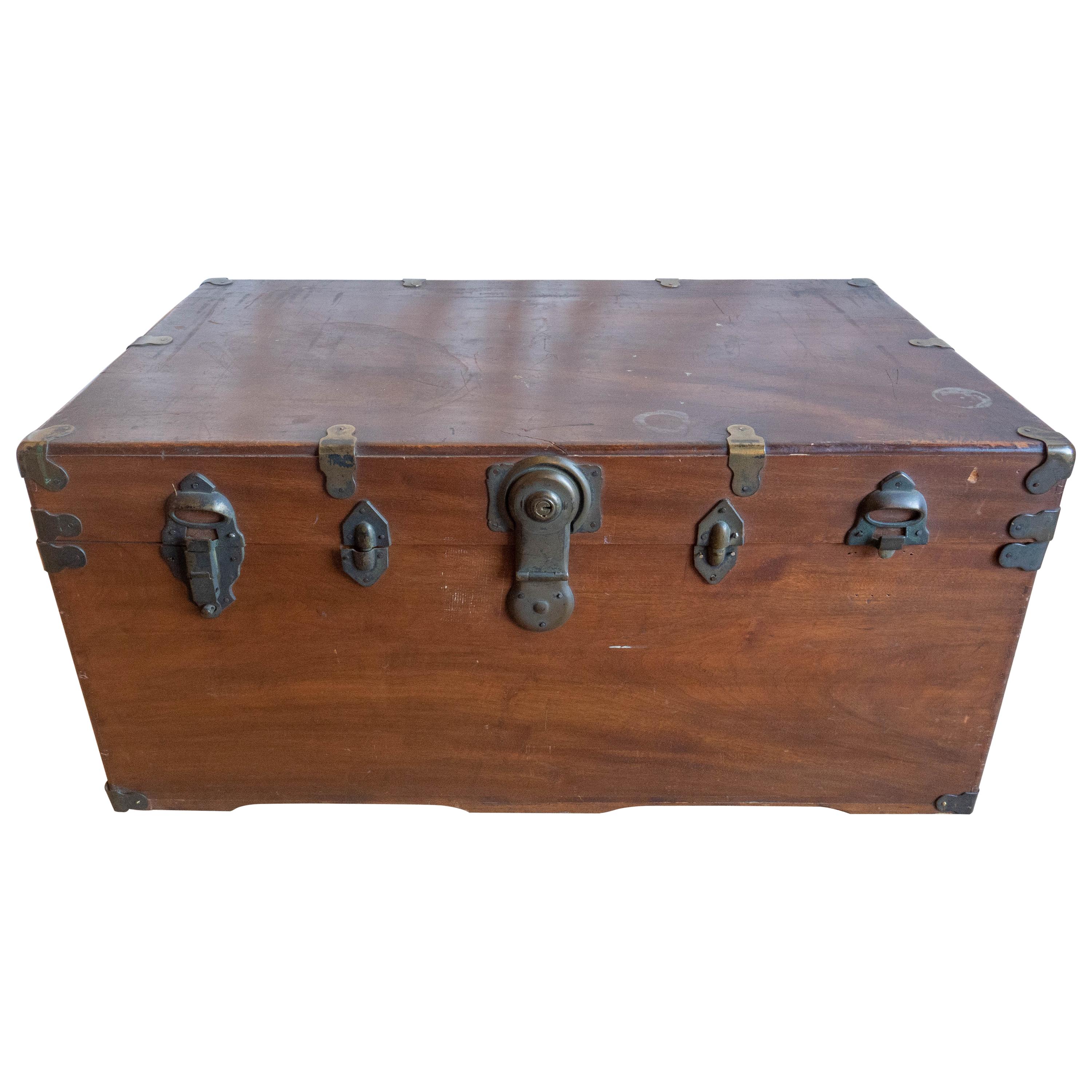 Early 20th Century Japanese Camphor Wood Campaign Chest For Sale