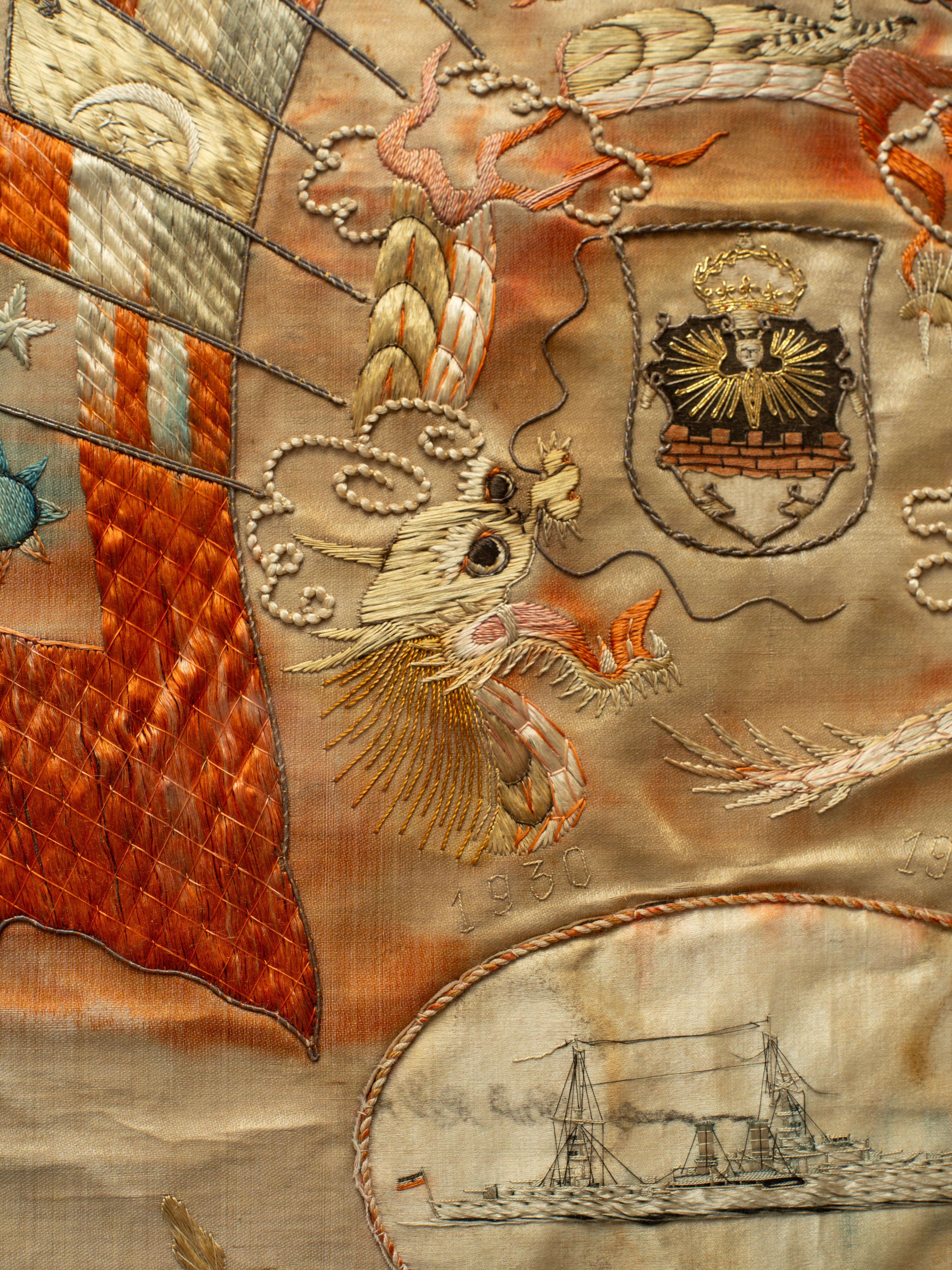 Early 20th Century Japanese Embroidered Military Souvenir en vente 7